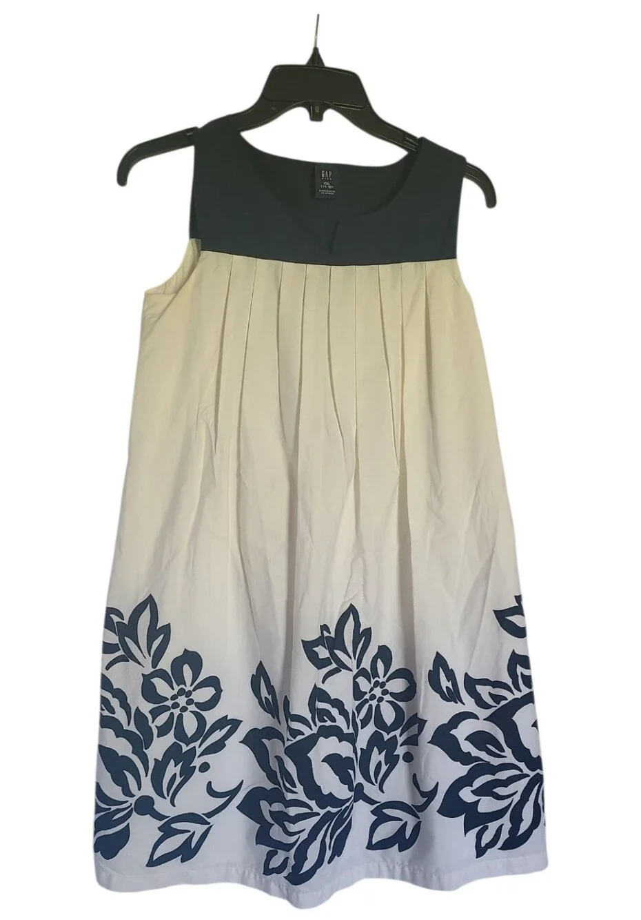 GAP Kids Blue White Floral Pleated Dress Lined Cotton Size XXL 14-16